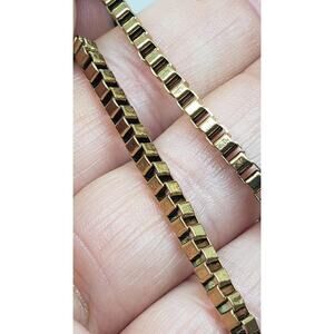 Gold Electroplate on Stainless Steel Box Chain Bracelet 8" Big Size